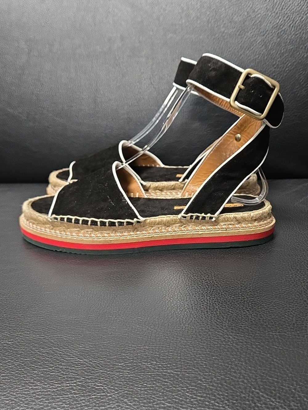 André Assous MADE IN SPAIN Black Suede Espadrilles Sandals Size 7